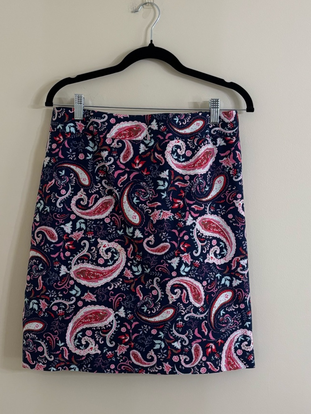 Talbots Navy/Pink Paisley Cotton Skirt Size 16W